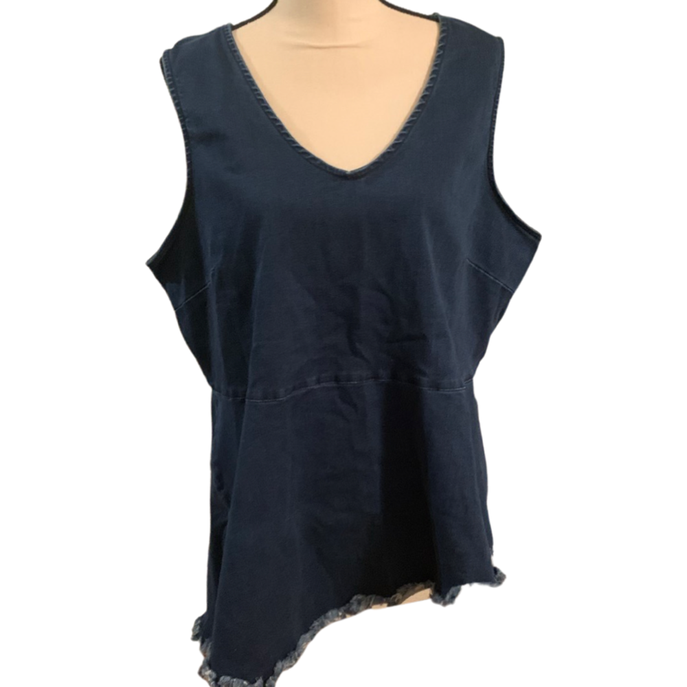 Lane Bryant Asymmetrical Oversized Denim Hi-Low Jean Tank Top Sz 18